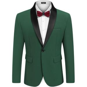 imageCOOFANDY Mens Tuxedo Jacket Wedding Suit Jacket Slim Fit Blazer Jacket for Dinner Prom PartyDark Green