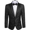 imageCOOFANDY Mens Paisley Tuxedo Jacket One Button Dress Suit Jacket Floral Blazer for Dinner Party Prom Wedding1  Black