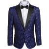 imageCOOFANDY Mens Paisley Tuxedo Jacket One Button Dress Suit Jacket Floral Blazer for Dinner Party Prom Wedding1  Blue