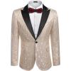 imageCOOFANDY Mens Paisley Tuxedo Jacket One Button Dress Suit Jacket Floral Blazer for Dinner Party Prom Wedding1  Golden