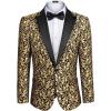 imageCOOFANDY Mens Paisley Tuxedo Jacket One Button Dress Suit Jacket Floral Blazer for Dinner Party Prom Wedding1  Golden Yellow