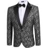 imageCOOFANDY Mens Paisley Tuxedo Jacket One Button Dress Suit Jacket Floral Blazer for Dinner Party Prom Wedding1  Grey