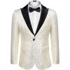 imageCOOFANDY Mens Paisley Tuxedo Jacket One Button Dress Suit Jacket Floral Blazer for Dinner Party Prom Wedding6  White