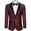 imageCOOFANDY Mens Paisley Tuxedo Jacket One Button Dress Suit Jacket Floral Blazer for Dinner Party Prom Wedding6  Wine Red