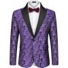 imageCOOFANDY Mens Paisley Tuxedo Jacket One Button Dress Suit Jacket Floral Blazer for Dinner Party Prom WeddingPurple Paisley