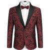 imageCOOFANDY Mens Paisley Tuxedo Jacket One Button Dress Suit Jacket Floral Blazer for Dinner Party Prom WeddingRed Floral