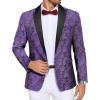 imageCOOFANDY Mens Paisley Tuxedo Jacket One Button Dress Suit Jacket Floral Blazer for Dinner Party Prom WeddingPurple Paisley