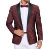 imageCOOFANDY Mens Paisley Tuxedo Jacket One Button Dress Suit Jacket Floral Blazer for Dinner Party Prom WeddingRed Floral