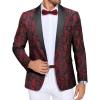 imageCOOFANDY Mens Paisley Tuxedo Jacket One Button Dress Suit Jacket Floral Blazer for Dinner Party Prom WeddingRed Paisley