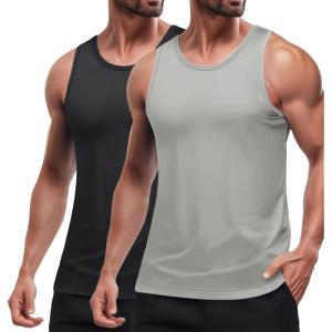 imageCOOFANDY Mens Workout Tank Tops Quick Dry Muscle T Shirts Sleeveless Bodybuilding Fitness Gym TanksBlackLight Grey