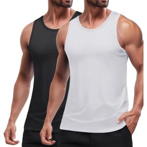 imageCOOFANDY Mens Workout Tank Tops Quick Dry Muscle T Shirts Sleeveless Bodybuilding Fitness Gym TanksBlackWhite