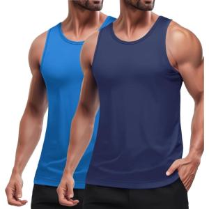 imageCOOFANDY Mens Workout Tank Tops Quick Dry Muscle T Shirts Sleeveless Bodybuilding Fitness Gym TanksNavyBlue