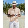 imageCOOFANDY Mens Knit Button Down Shirt Short Sleeve Cuban Guayabera Shirts Casual Textured Polo Summer TopsApricot