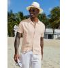 imageCOOFANDY Mens Knit Button Down Shirt Short Sleeve Cuban Guayabera Shirts Casual Textured Polo Summer TopsApricot