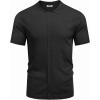 imageCOOFANDY Mens Knit Button Down Shirt Short Sleeve Cuban Guayabera Shirts Casual Textured Polo Summer TopsBlack