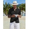 imageCOOFANDY Mens Knit Button Down Shirt Short Sleeve Cuban Guayabera Shirts Casual Textured Polo Summer TopsBlack