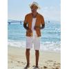 imageCOOFANDY Mens Knit Button Down Shirt Short Sleeve Cuban Guayabera Shirts Casual Textured Polo Summer TopsCaramel