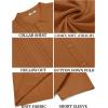 imageCOOFANDY Mens Knit Button Down Shirt Short Sleeve Cuban Guayabera Shirts Casual Textured Polo Summer TopsCaramel