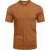 imageCOOFANDY Mens Knit Button Down Shirt Short Sleeve Cuban Guayabera Shirts Casual Textured Polo Summer TopsCaramel