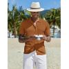 imageCOOFANDY Mens Knit Button Down Shirt Short Sleeve Cuban Guayabera Shirts Casual Textured Polo Summer TopsCaramel