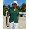 imageCOOFANDY Mens Knit Button Down Shirt Short Sleeve Cuban Guayabera Shirts Casual Textured Polo Summer TopsEver Green