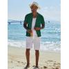 imageCOOFANDY Mens Knit Button Down Shirt Short Sleeve Cuban Guayabera Shirts Casual Textured Polo Summer TopsEver Green