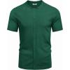 imageCOOFANDY Mens Knit Button Down Shirt Short Sleeve Cuban Guayabera Shirts Casual Textured Polo Summer TopsEver Green