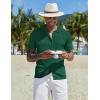 imageCOOFANDY Mens Knit Button Down Shirt Short Sleeve Cuban Guayabera Shirts Casual Textured Polo Summer TopsEver Green