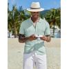 imageCOOFANDY Mens Knit Button Down Shirt Short Sleeve Cuban Guayabera Shirts Casual Textured Polo Summer TopsGreen