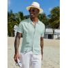 imageCOOFANDY Mens Knit Button Down Shirt Short Sleeve Cuban Guayabera Shirts Casual Textured Polo Summer TopsGreen