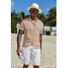 imageCOOFANDY Mens Knit Button Down Shirt Short Sleeve Cuban Guayabera Shirts Casual Textured Polo Summer TopsKhaki