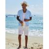 imageCOOFANDY Mens Knit Button Down Shirt Short Sleeve Cuban Guayabera Shirts Casual Textured Polo Summer TopsLight Blue