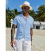 imageCOOFANDY Mens Knit Button Down Shirt Short Sleeve Cuban Guayabera Shirts Casual Textured Polo Summer TopsLight Blue