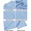 imageCOOFANDY Mens Knit Button Down Shirt Short Sleeve Cuban Guayabera Shirts Casual Textured Polo Summer TopsLight Blue