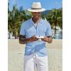 imageCOOFANDY Mens Knit Button Down Shirt Short Sleeve Cuban Guayabera Shirts Casual Textured Polo Summer TopsLight Blue