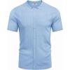 imageCOOFANDY Mens Knit Button Down Shirt Short Sleeve Cuban Guayabera Shirts Casual Textured Polo Summer TopsLight Blue