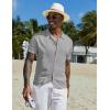 imageCOOFANDY Mens Knit Button Down Shirt Short Sleeve Cuban Guayabera Shirts Casual Textured Polo Summer TopsLight Gray