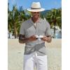 imageCOOFANDY Mens Knit Button Down Shirt Short Sleeve Cuban Guayabera Shirts Casual Textured Polo Summer TopsLight Gray
