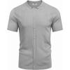 imageCOOFANDY Mens Knit Button Down Shirt Short Sleeve Cuban Guayabera Shirts Casual Textured Polo Summer TopsLight Gray