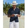 imageCOOFANDY Mens Knit Button Down Shirt Short Sleeve Cuban Guayabera Shirts Casual Textured Polo Summer TopsNavy Blue
