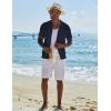 imageCOOFANDY Mens Knit Button Down Shirt Short Sleeve Cuban Guayabera Shirts Casual Textured Polo Summer TopsNavy Blue