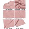imageCOOFANDY Mens Knit Button Down Shirt Short Sleeve Cuban Guayabera Shirts Casual Textured Polo Summer TopsPink