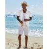 imageCOOFANDY Mens Knit Button Down Shirt Short Sleeve Cuban Guayabera Shirts Casual Textured Polo Summer TopsWhite