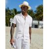 imageCOOFANDY Mens Knit Button Down Shirt Short Sleeve Cuban Guayabera Shirts Casual Textured Polo Summer TopsWhite