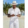imageCOOFANDY Mens Knit Button Down Shirt Short Sleeve Cuban Guayabera Shirts Casual Textured Polo Summer TopsWhite