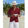 imageCOOFANDY Mens Knit Button Down Shirt Short Sleeve Cuban Guayabera Shirts Casual Textured Polo Summer TopsWine Red