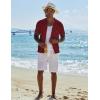 imageCOOFANDY Mens Knit Button Down Shirt Short Sleeve Cuban Guayabera Shirts Casual Textured Polo Summer TopsWine Red