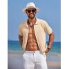 imageCOOFANDY Mens Knit Polo Shirts Button Down Short Sleeve Shirt Summer Casual Beach Vacation TopsBeige