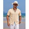imageCOOFANDY Mens Knit Polo Shirts Button Down Short Sleeve Shirt Summer Casual Beach Vacation TopsBeige