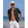 imageCOOFANDY Mens Knit Polo Shirts Button Down Short Sleeve Shirt Summer Casual Beach Vacation TopsBlack